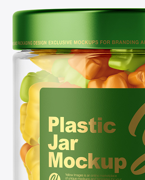 Plastic Jar with Gummies Mockup