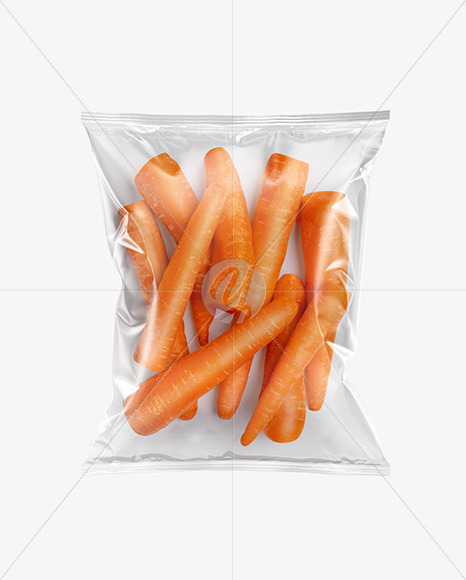 Plastic Bag With Baby Carrots Mockup In Bag Sack Mockups On Yellow Images Object Mockups