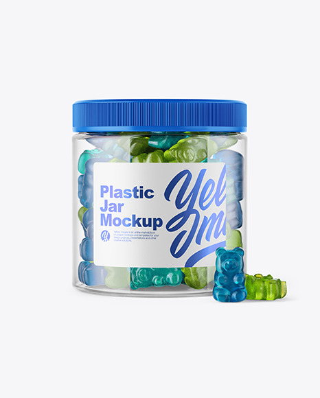 Download Plastic Jar With Gummies Mockup In Jar Mockups On Yellow Images Object Mockups PSD Mockup Templates