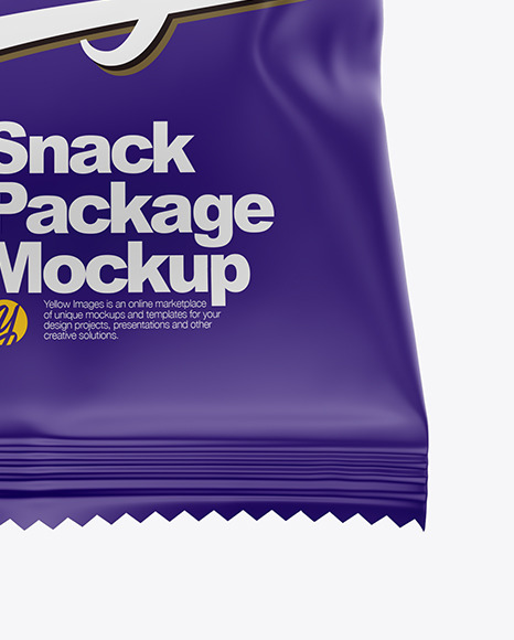 Matte Snack Package Mockup in Bag & Sack Mockups on Yellow Images