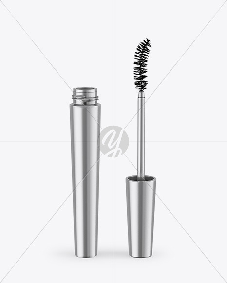 Download Opened Metallic Mascara Mockup In Tube Mockups On Yellow Images Object Mockups PSD Mockup Templates