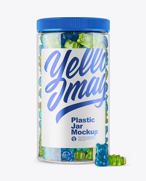 Download Plastic Jar With Gummies Mockup In Jar Mockups On Yellow Images Object Mockups PSD Mockup Templates