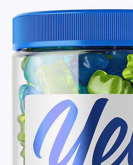 Plastic Jar With Gummies Mockup In Jar Mockups On Yellow Images Object Mockups