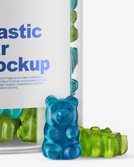 Plastic Jar with Gummies Mockup