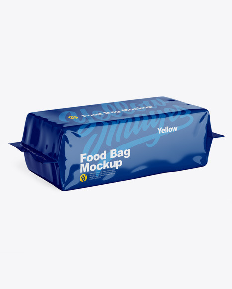 Download Glossy Food Bag Mockup Half Side View In Bag Sack Mockups On Yellow Images Object Mockups