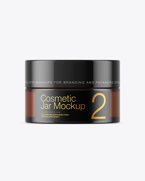Amber Glass Cosmetic Jar Mockup PSD #2