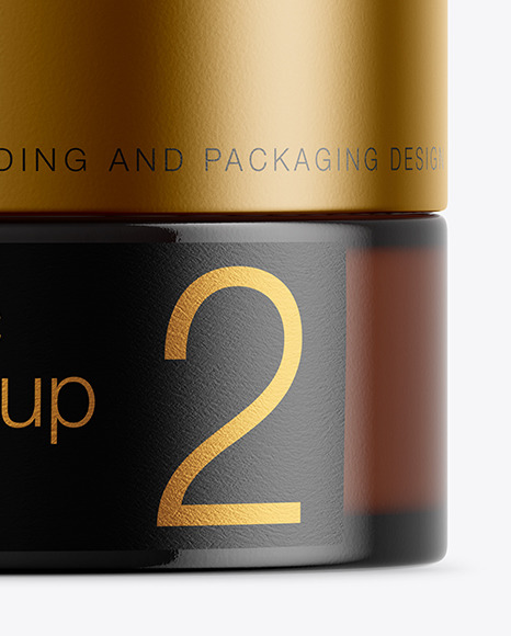 Amber Glass Cosmetic Jar Mockup PSD #7