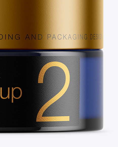 Blue Glass Cosmetic Jar Mockup PSD #7