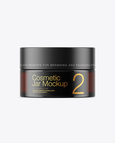 Dark Amber Glass Cosmetic Jar Mockup PSD #2