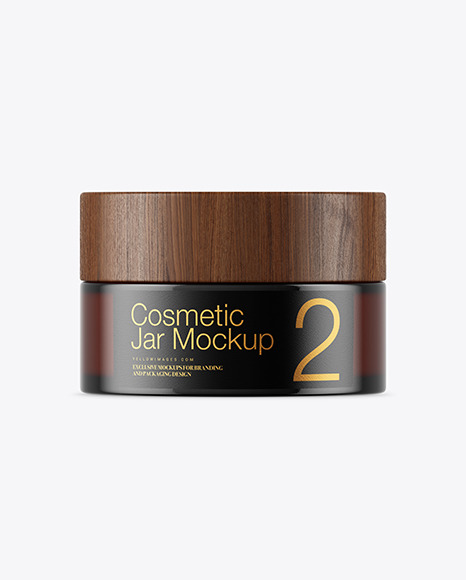 Dark Amber Glass Cosmetic Jar Mockup PSD #1