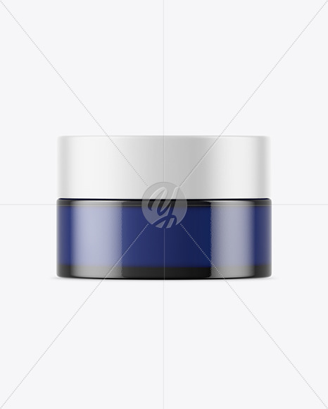 Download Dark Blue Glass Cosmetic Jar Mockup In Jar Mockups On Yellow Images Object Mockups