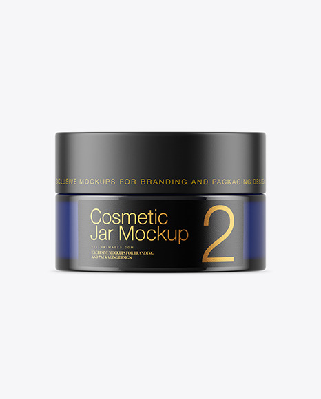 Download Dark Blue Glass Cosmetic Jar Mockup In Jar Mockups On Yellow Images Object Mockups Yellowimages Mockups