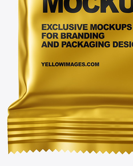 Matte Metallic Snack Bar Mockup In Sachet Mockups On Yellow Images Object Mockups