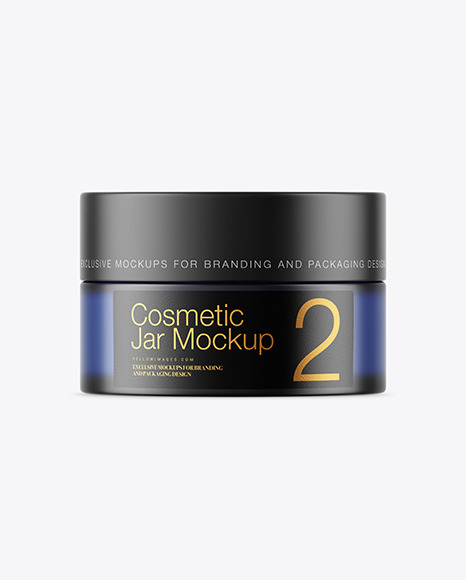 Frosted Blue Glass Cosmetic Jar Mockup PSD #2