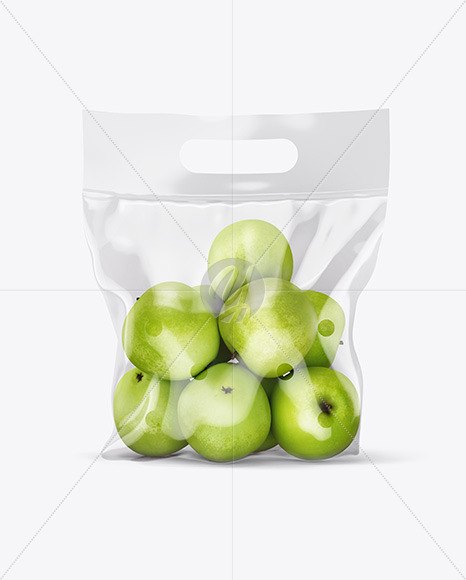 Plastic Bag With Green Apples Mockup In Bag Sack Mockups On Yellow Images Object Mockups