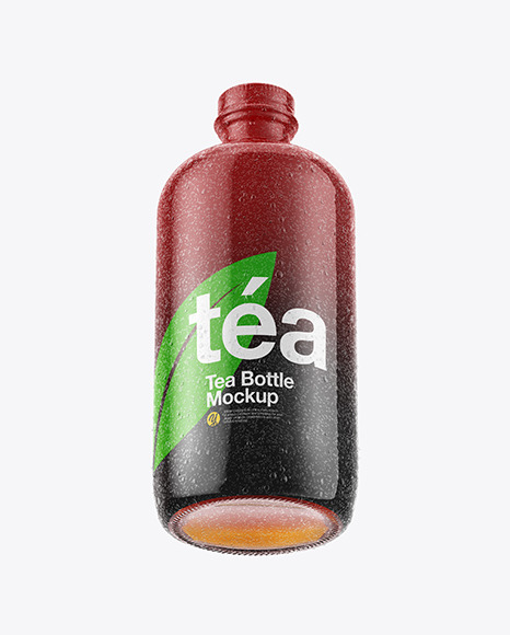 Download Ice Tea Bottle In Shrink Sleeve With Condensation Mockup In Bottle Mockups On Yellow Images Object Mockups