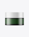 Dark Frosted Green Glass Cosmetic Jar Mockup