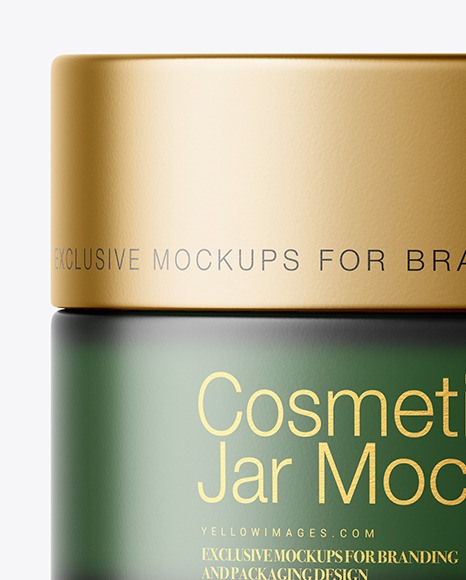 Dark Frosted Green Glass Cosmetic Jar Mockup