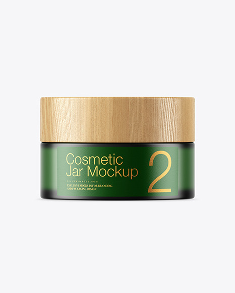 Frosted Green Glass Cosmetic Jar Mockup