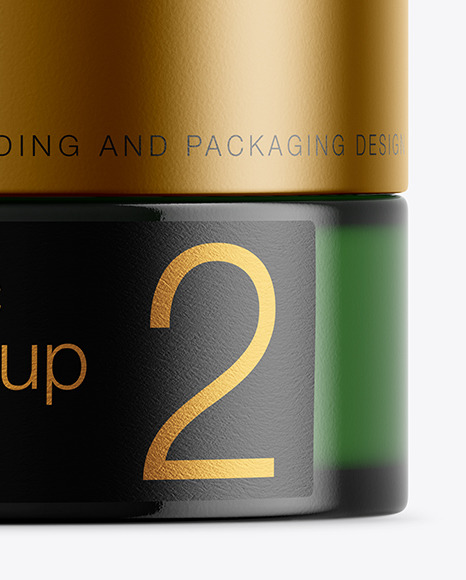 Green Glass Cosmetic Jar Mockup PSD #7