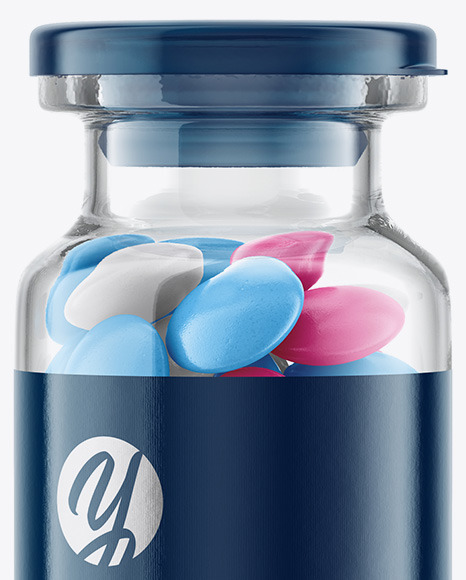 Glass Jar with Tablets Mockup