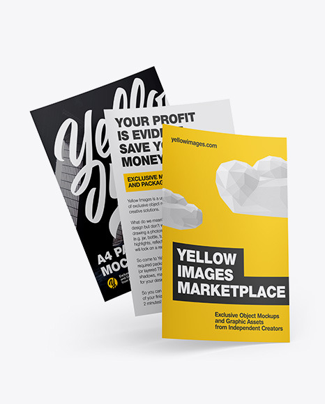 Download Three A4 Papers Mockup In Stationery Mockups On Yellow Images Object Mockups Yellowimages Mockups