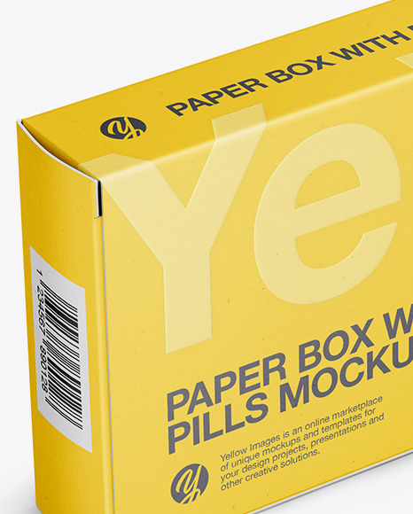 Paper Pills Box Mockup   Halfside View (High Angle Shot) PSD #3