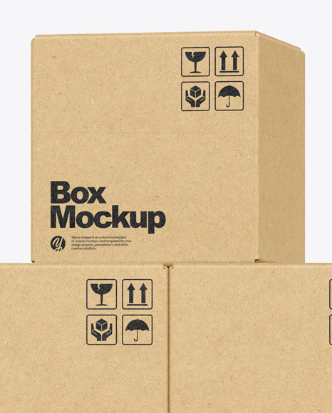 Download Kraft Boxes Mockup in Box Mockups on Yellow Images Object ...