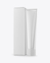 Glossy Cosmetic Tube & Paper Box Mockup