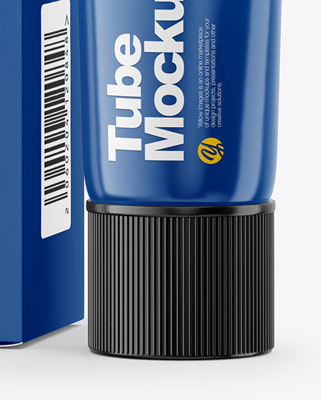 Glossy Cosmetic Tube Paper Box Mockup In Tube Mockups On Yellow Images Object Mockups