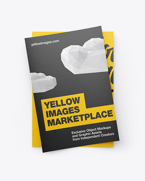 Download Two Textured A4 Papers Mockup In Stationery Mockups On Yellow Images Object Mockups