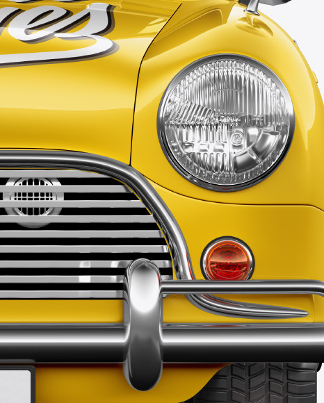 Download Retro Soupe Car Front View In Vehicle Mockups On Yellow Images Object Mockups PSD Mockup Templates