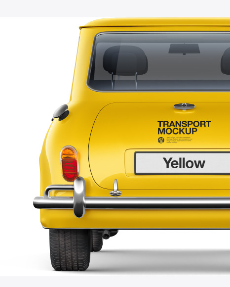 Download Retro Soupe Car Back View In Vehicle Mockups On Yellow Images Object Mockups Yellowimages Mockups