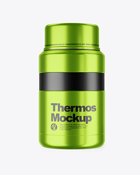 Download Metallic Thermos Mockup In Bottle Mockups On Yellow Images Object Mockups PSD Mockup Templates