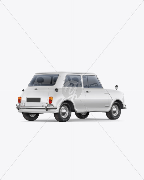 Download Retro Soupe Car Back View In Vehicle Mockups On Yellow Images Object Mockups PSD Mockup Templates