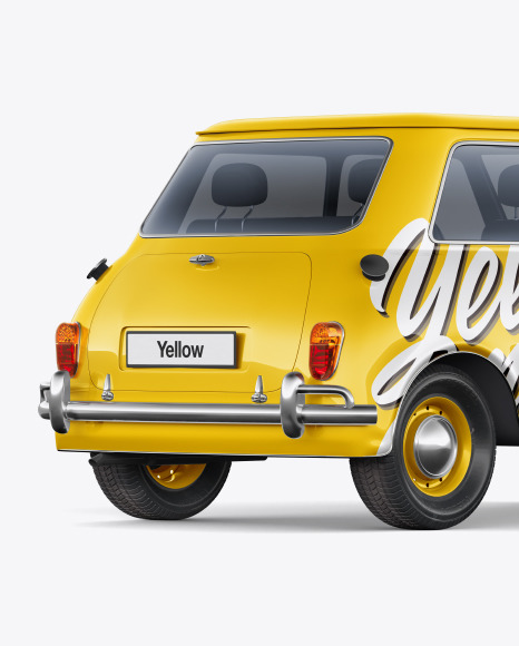 Download Retro Soupe Car Back Half Side View In Vehicle Mockups On Yellow Images Object Mockups Yellowimages Mockups