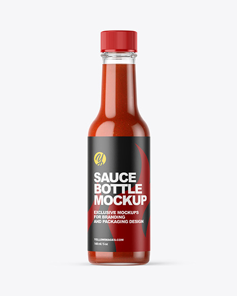 Download Red Hot Sauce Bottle Mockup In Bottle Mockups On Yellow Images Object Mockups PSD Mockup Templates