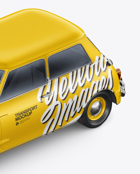 Download Retro Soupe Car Hald Side View High Angle Shot In Vehicle Mockups On Yellow Images Object Mockups Yellowimages Mockups