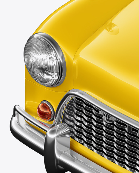 Download Retro Soupe Car Hald Side View High Angle Shot In Vehicle Mockups On Yellow Images Object Mockups PSD Mockup Templates