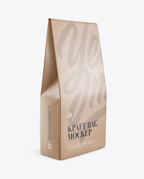 Download Kraft Glossy Bag Mockup Half Side View In Bag Sack Mockups On Yellow Images Object Mockups PSD Mockup Templates