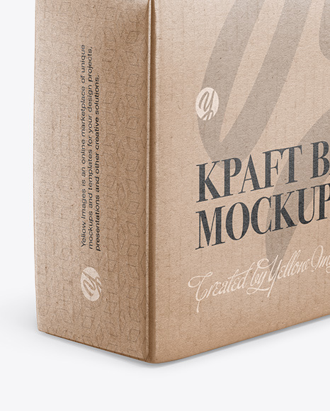 Download Kraft Glossy Bag Mockup Half Side View In Bag Sack Mockups On Yellow Images Object Mockups PSD Mockup Templates