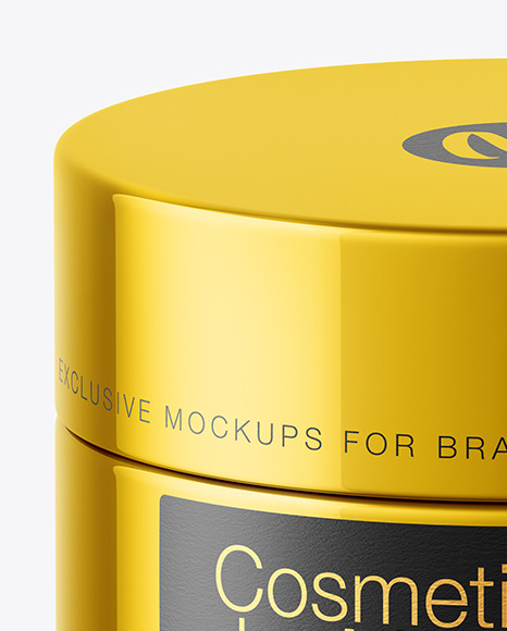 Metallic Cosmetic Jar Mockup In Jar Mockups On Yellow Images Object Mockups