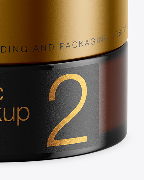 Dark Amber Glass Cosmetic Jar Mockup PSD #7