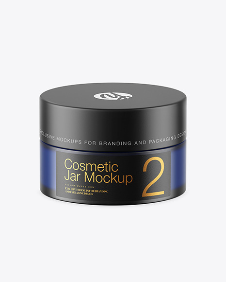 Frosted Blue Glass Cosmetic Jar Mockup PSD #2