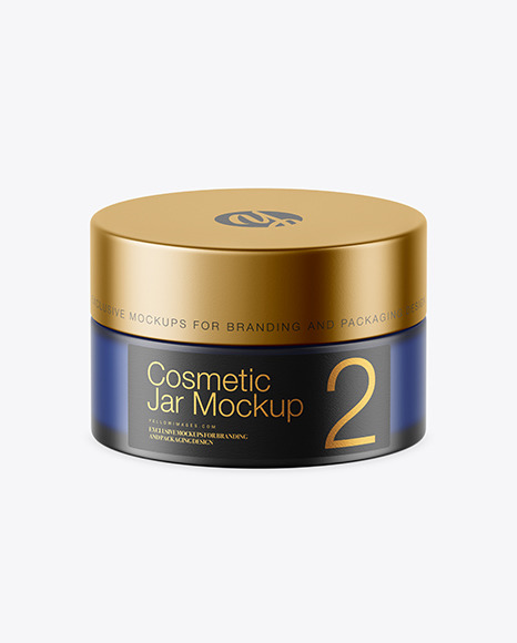 Frosted Blue Glass Cosmetic Jar Mockup PSD #1