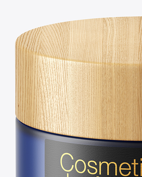 Frosted Blue Glass Cosmetic Jar Mockup PSD #6