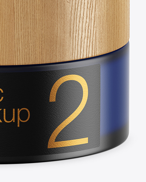 Frosted Blue Glass Cosmetic Jar Mockup PSD #7