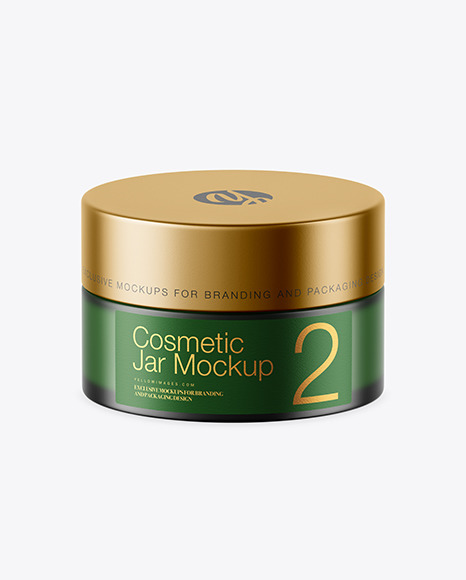 Frosted Green Glass Cosmetic Jar Mockup PSD #2