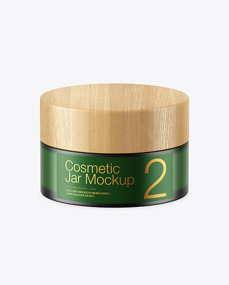 Frosted Green Glass Cosmetic Jar Mockup PSD #1