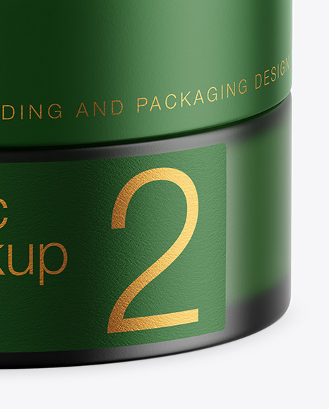 Frosted Green Glass Cosmetic Jar Mockup PSD #7